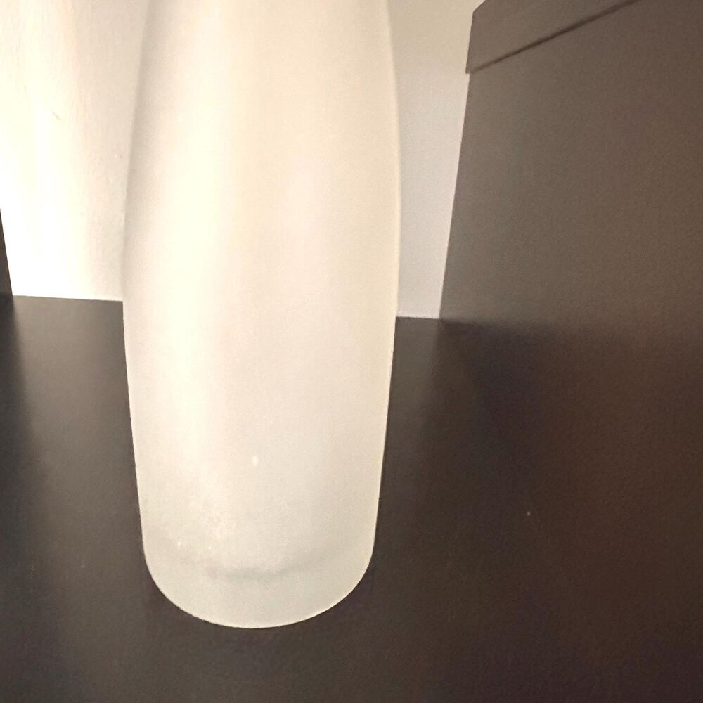 Frosted Glass Spire Bottle Vase Hand Blown Mid Century Modern Long Neck 16 Inch - Picture 11 of 16